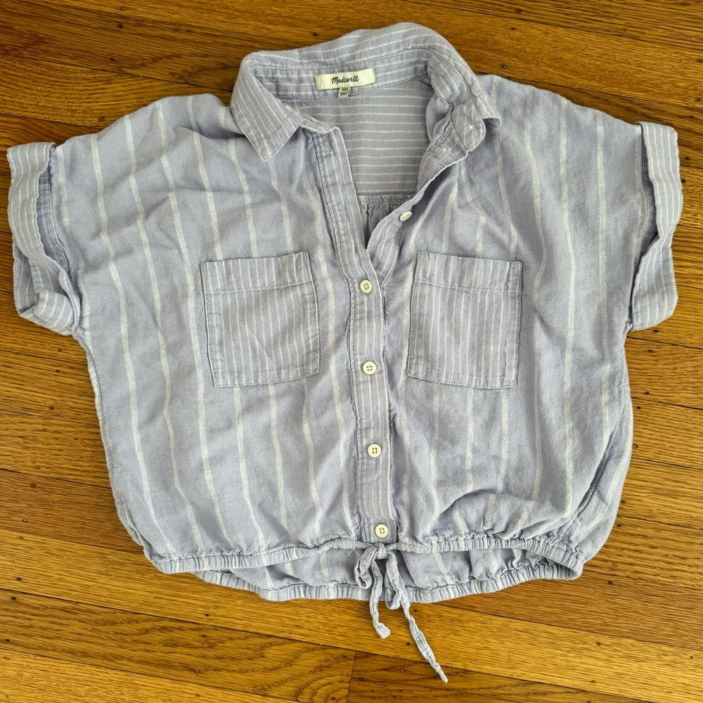 Madewell XXS linen blend cropped tie front